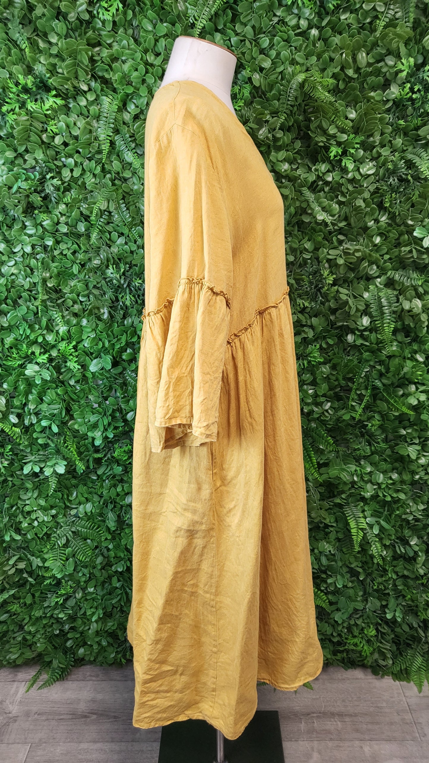 Isle Of Mine Mustard Linen Dress (14-16)