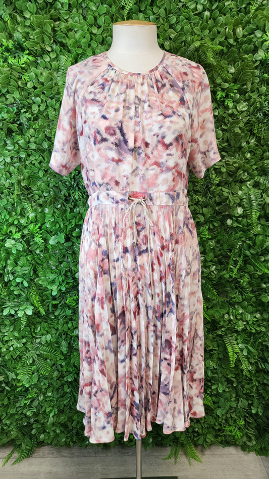 Juliette Hogan Abstract Print Pleat Dress (6-8)