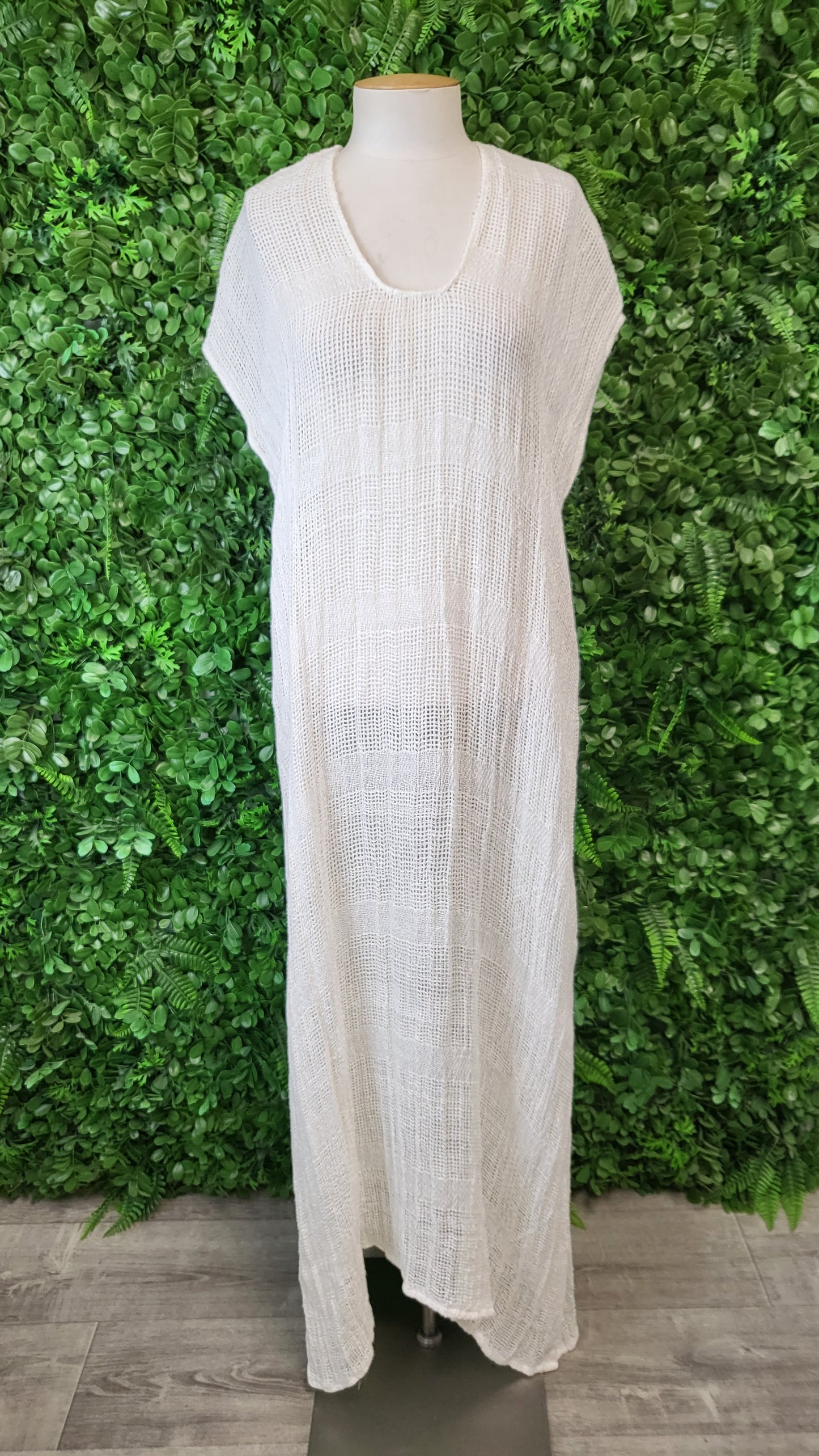 Imaine Cream Open Weave Caftan Dress (12/14)