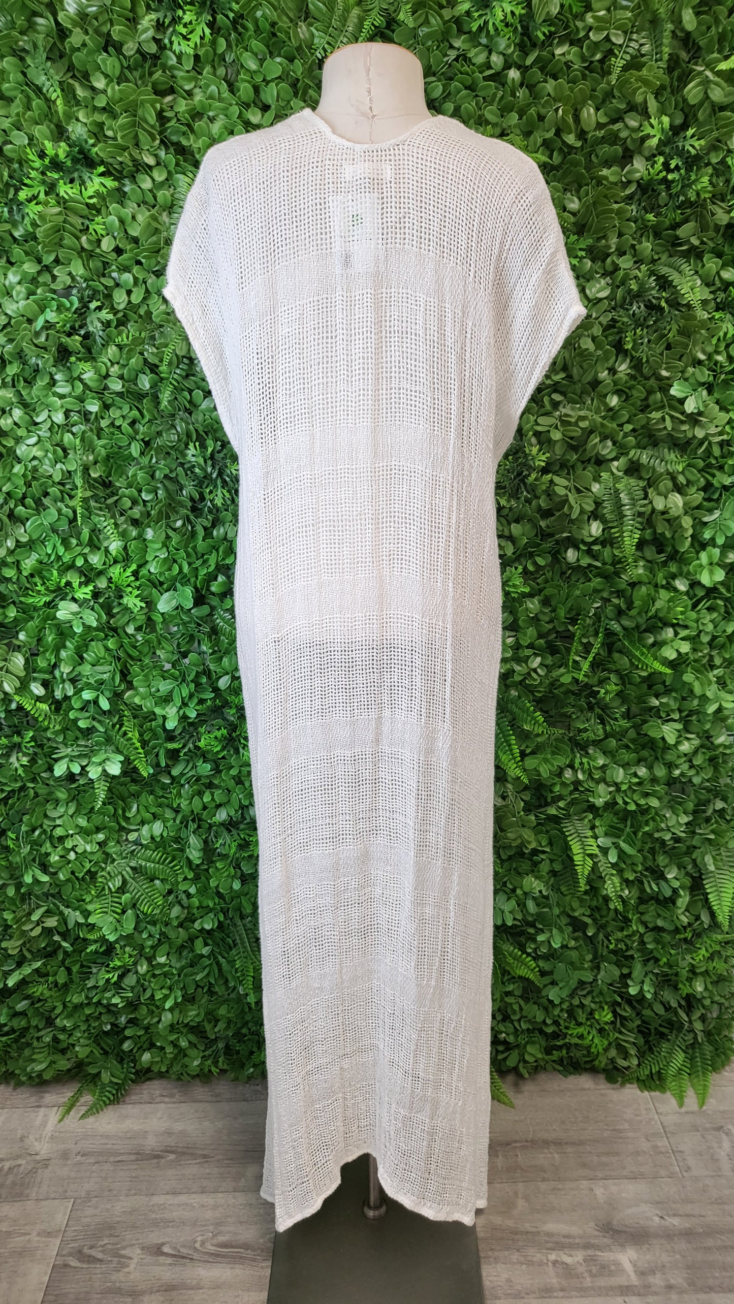 Imaine Cream Open Weave Caftan Dress (12/14)