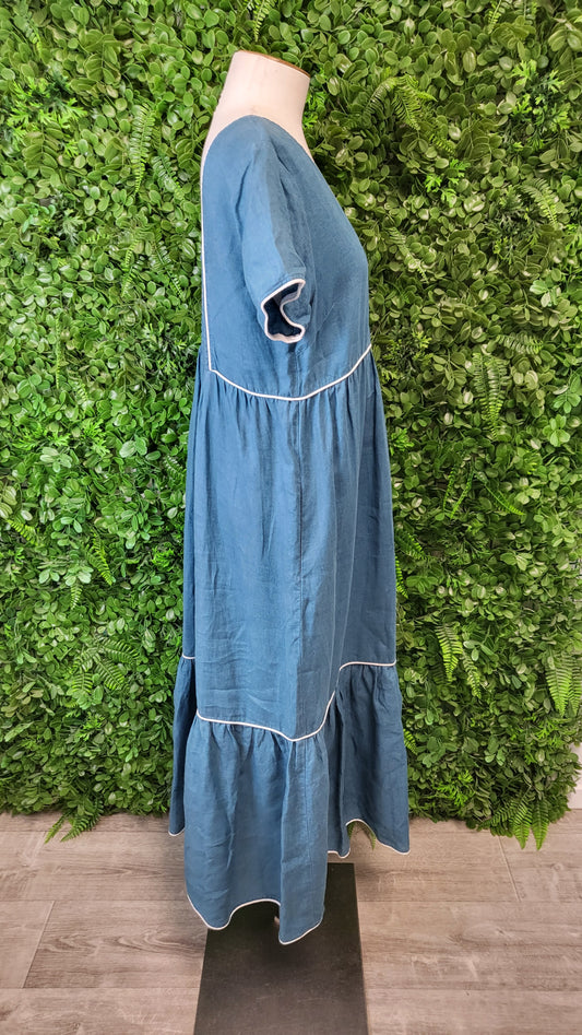 Madly Sweetly Teal Linen Dress (12)
