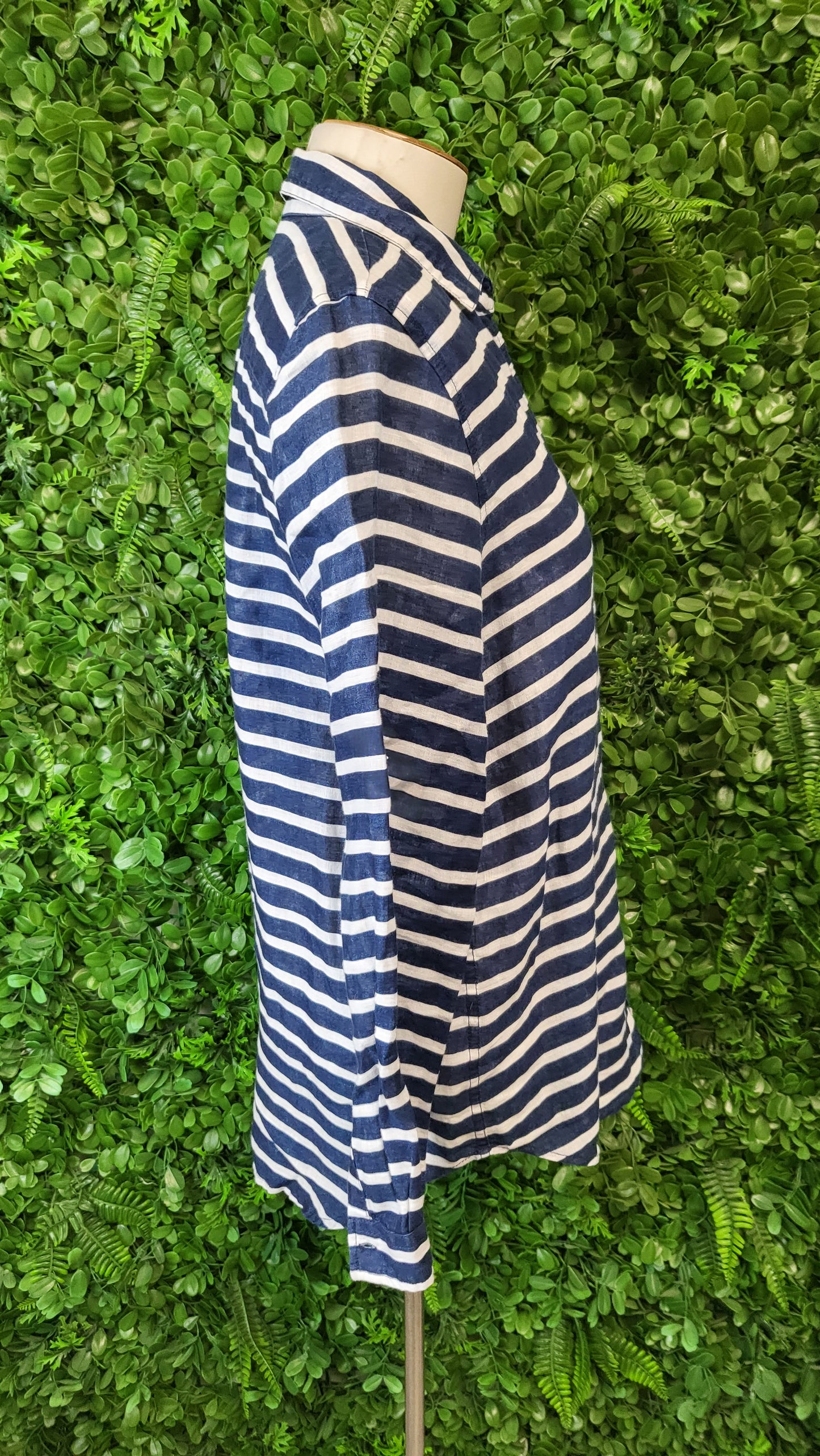 Trenery Navy/White Linen Shirt (10)
