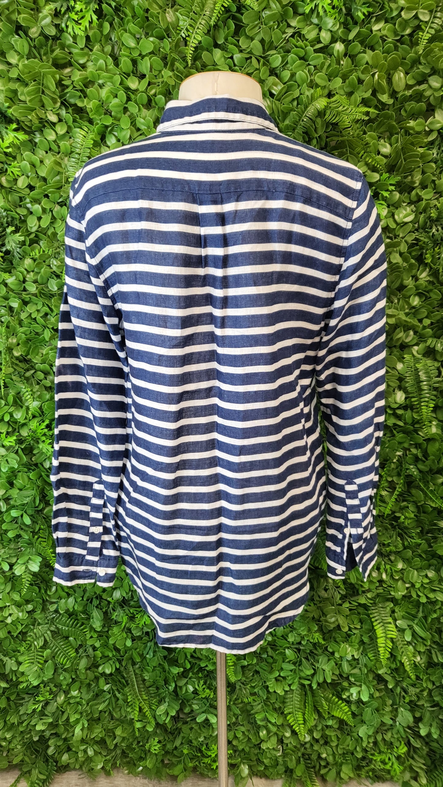 Trenery Navy/White Linen Shirt (10)