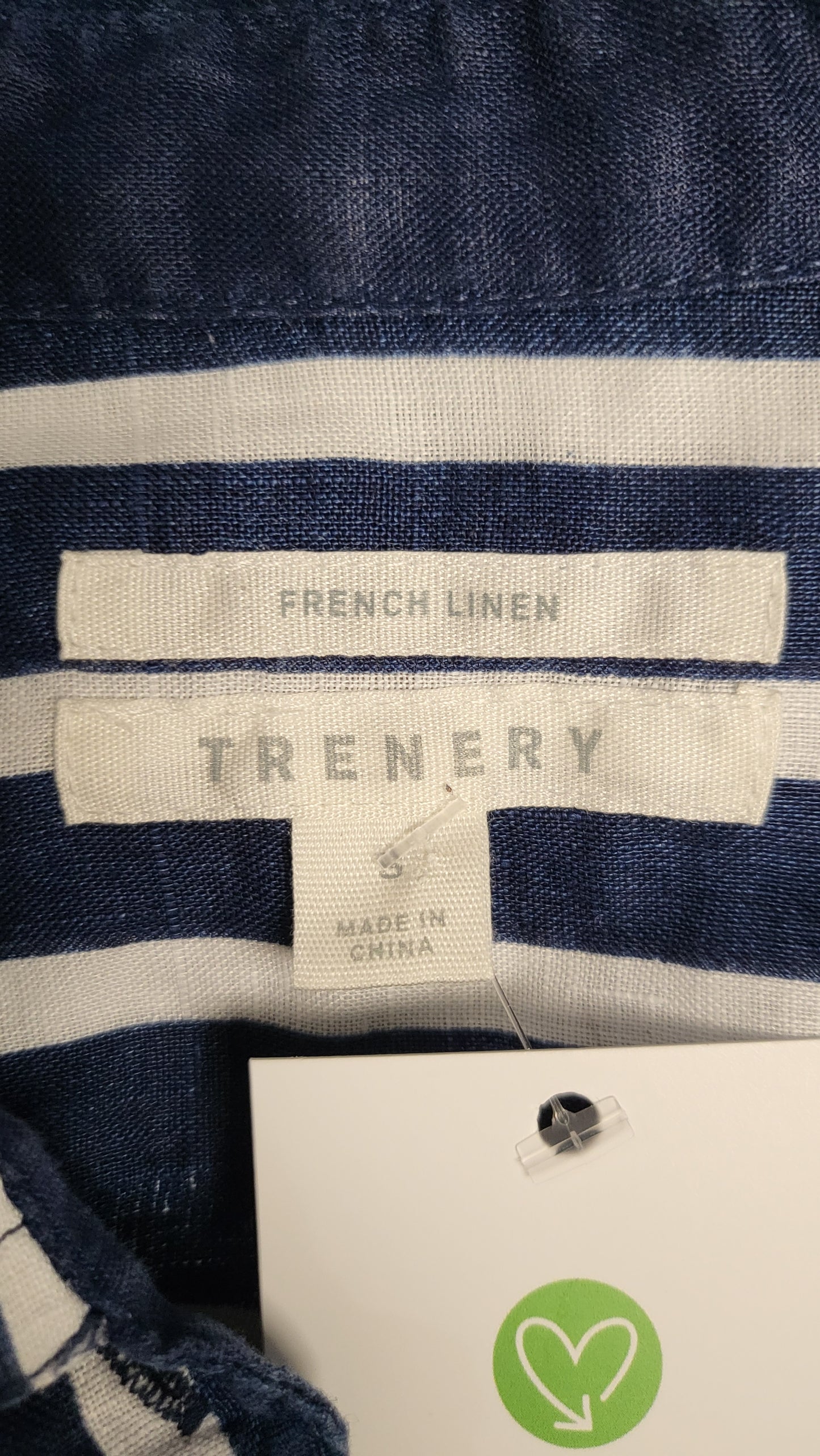 Trenery Navy/White Linen Shirt (10)