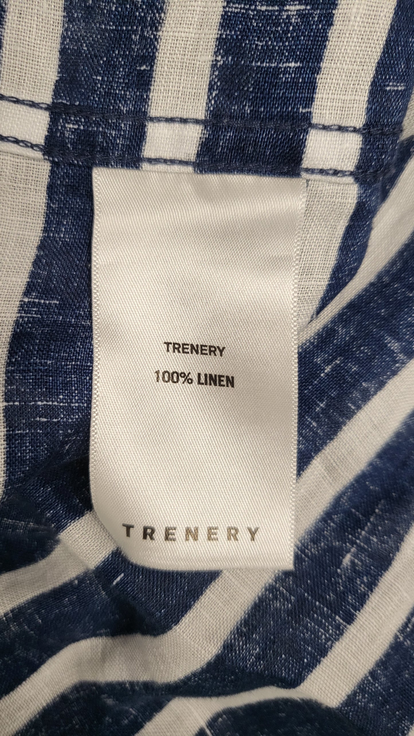 Trenery Navy/White Linen Shirt (10)