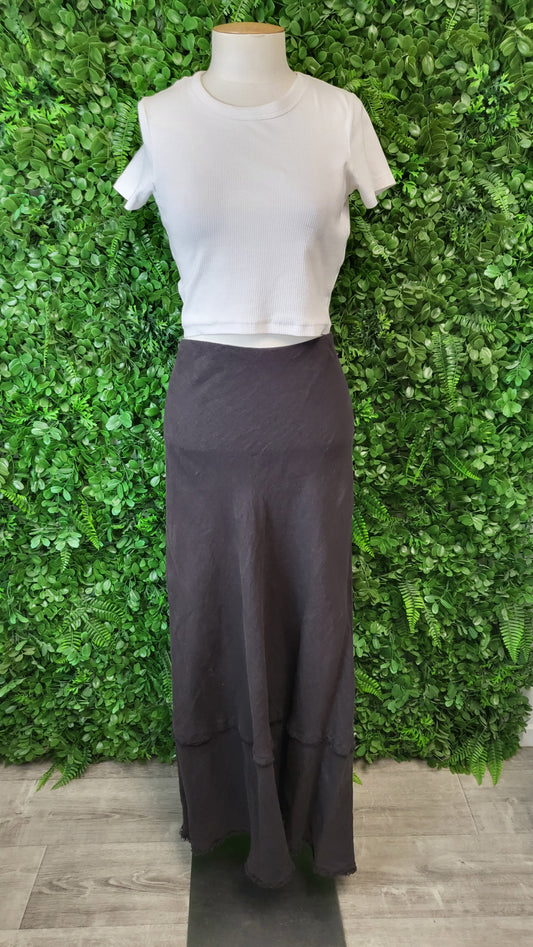 Zara Chocolate Linen Hem Skirt (12)
