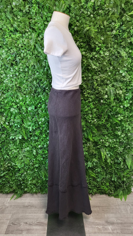 Zara Chocolate Linen Hem Skirt (12)