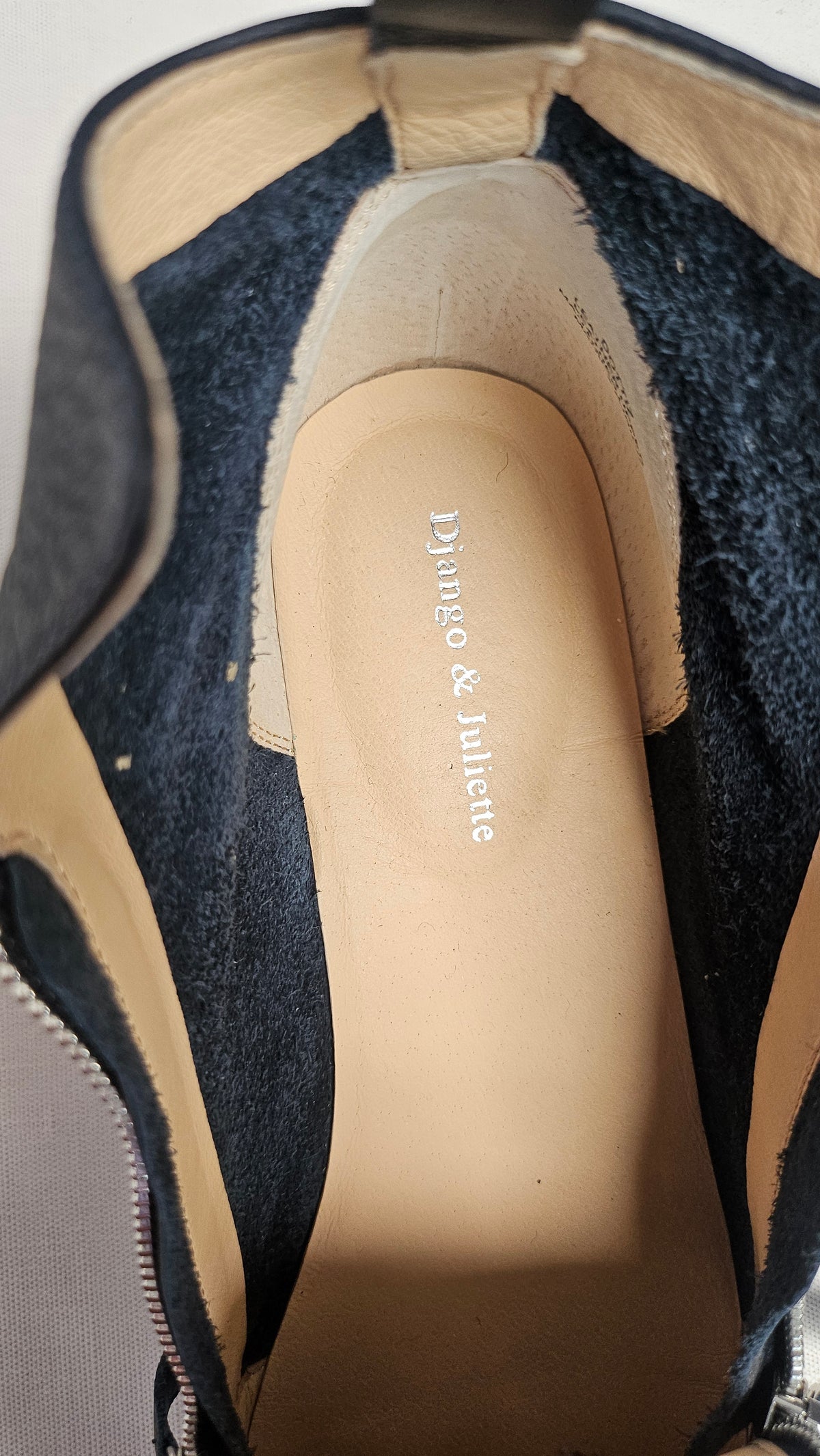 Django & Juliette Navy Leather Zip Boot (41)