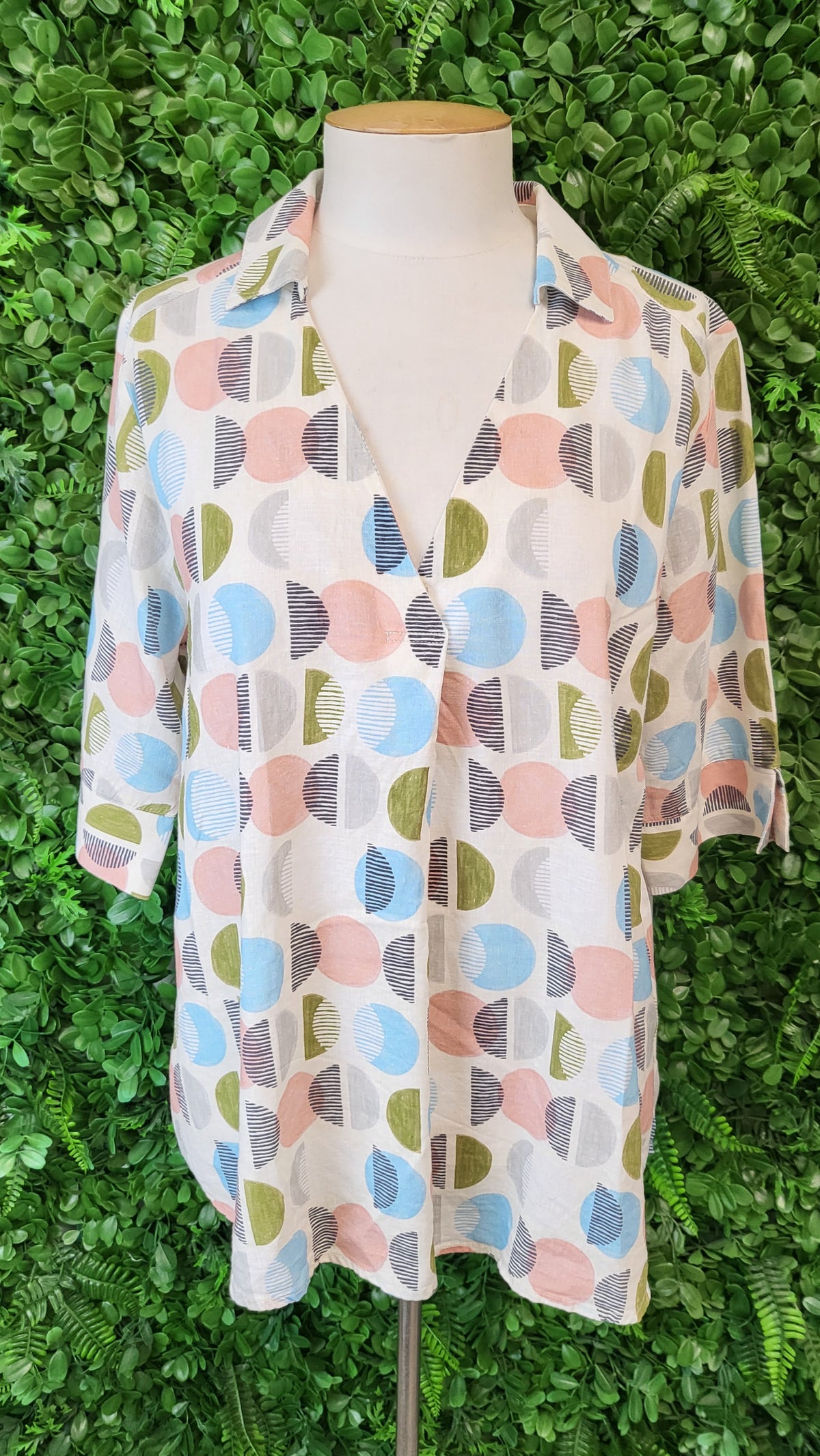 Madly Sweetly Print Linen Blend Top (14)