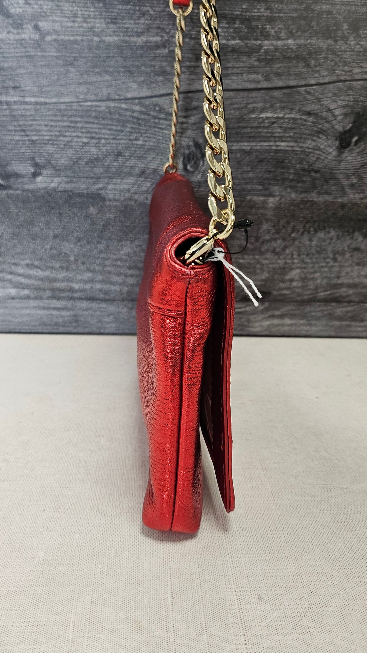 Oroton Red Metallic Clutch 28x16x2cm