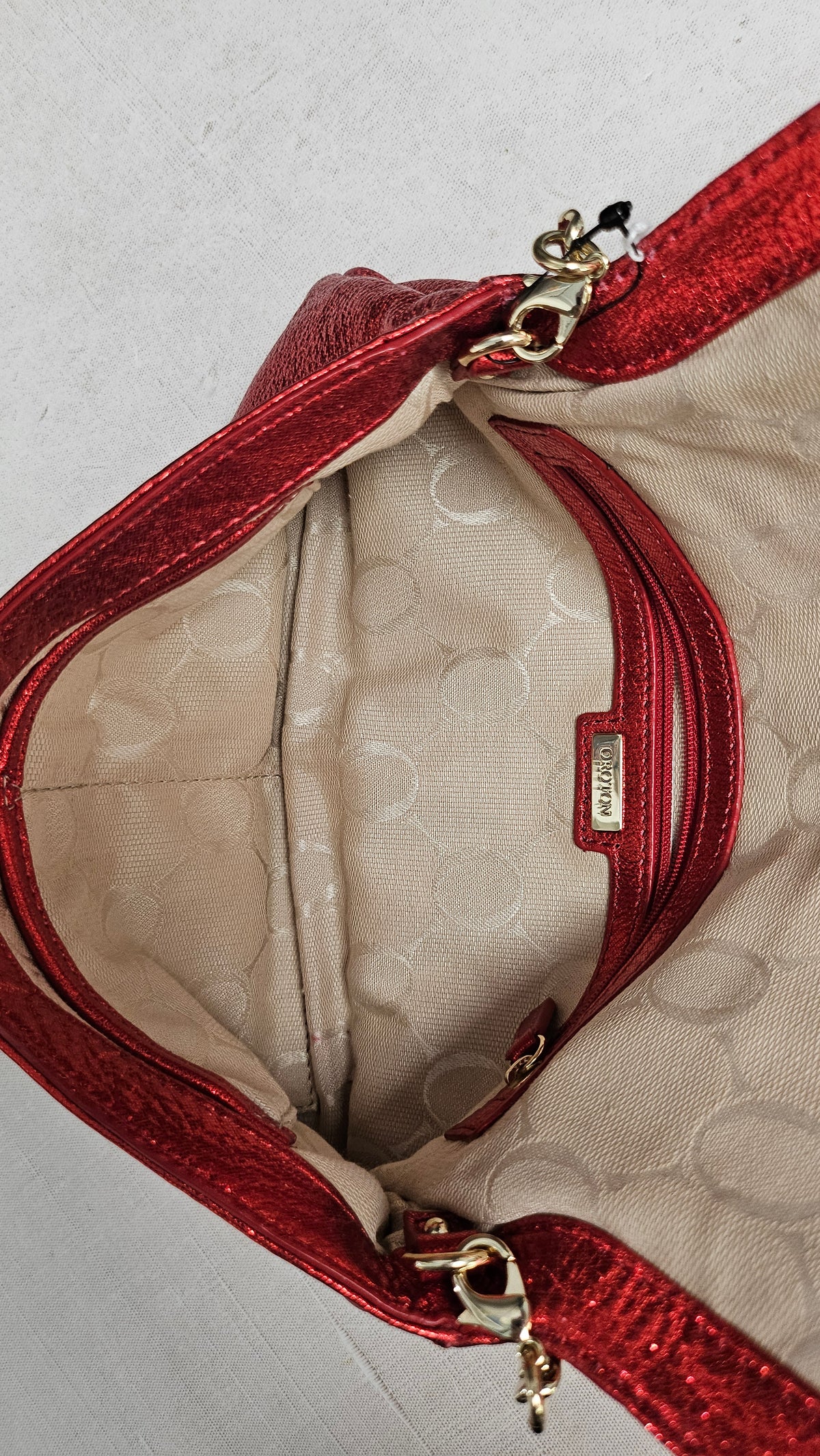 Oroton Red Metallic Clutch 28x16x2cm