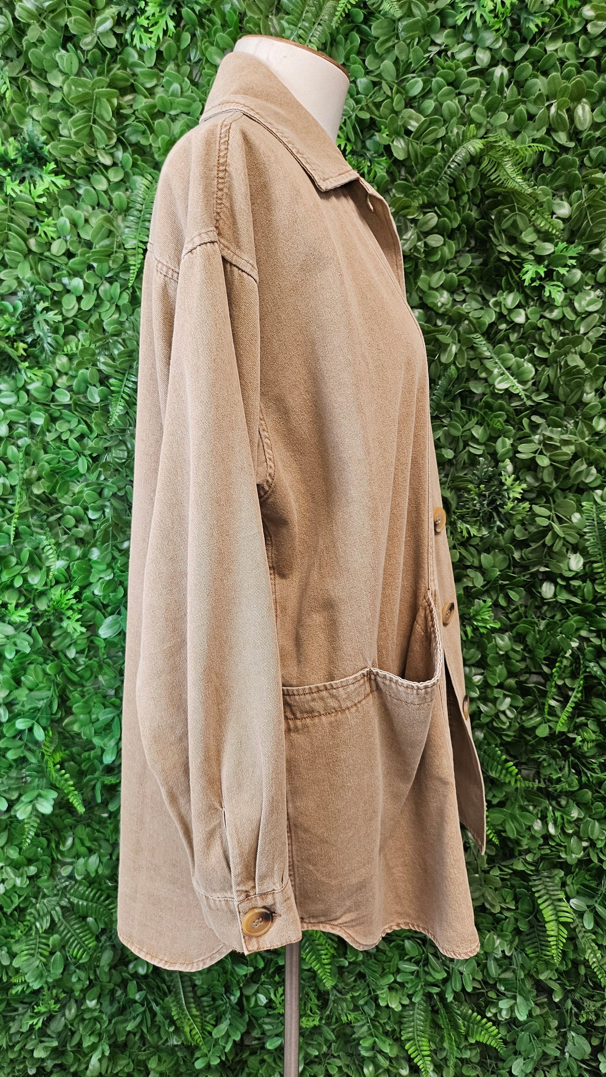 Eb & Ive Tan Shacket Top (12-14)