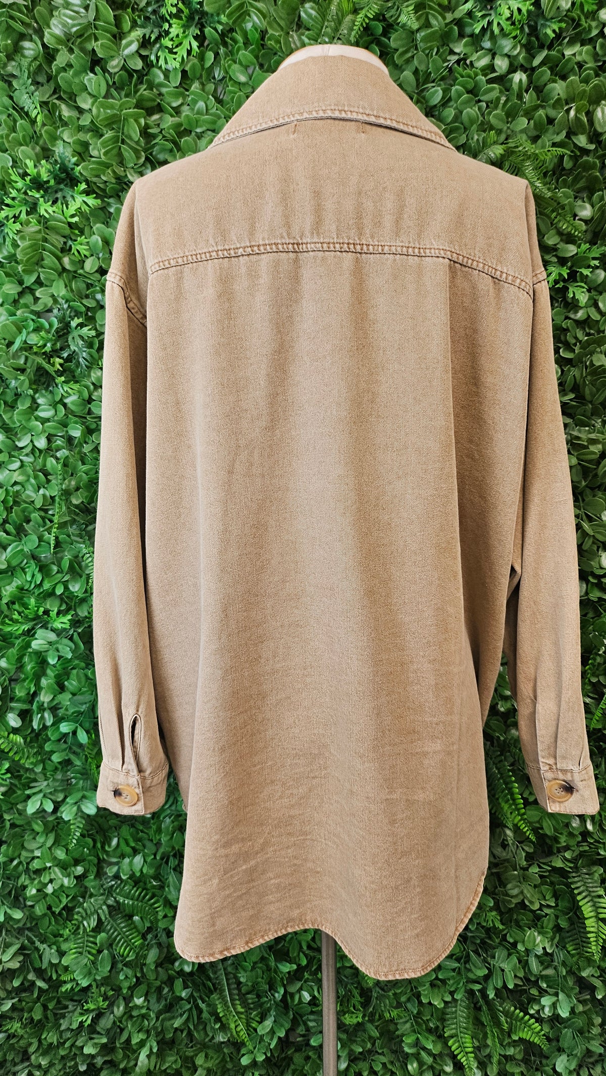 Eb & Ive Tan Shacket Top (12-14)