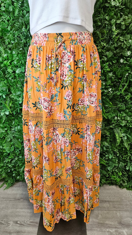New U Collection Mustard Print Boho Skirt (16)