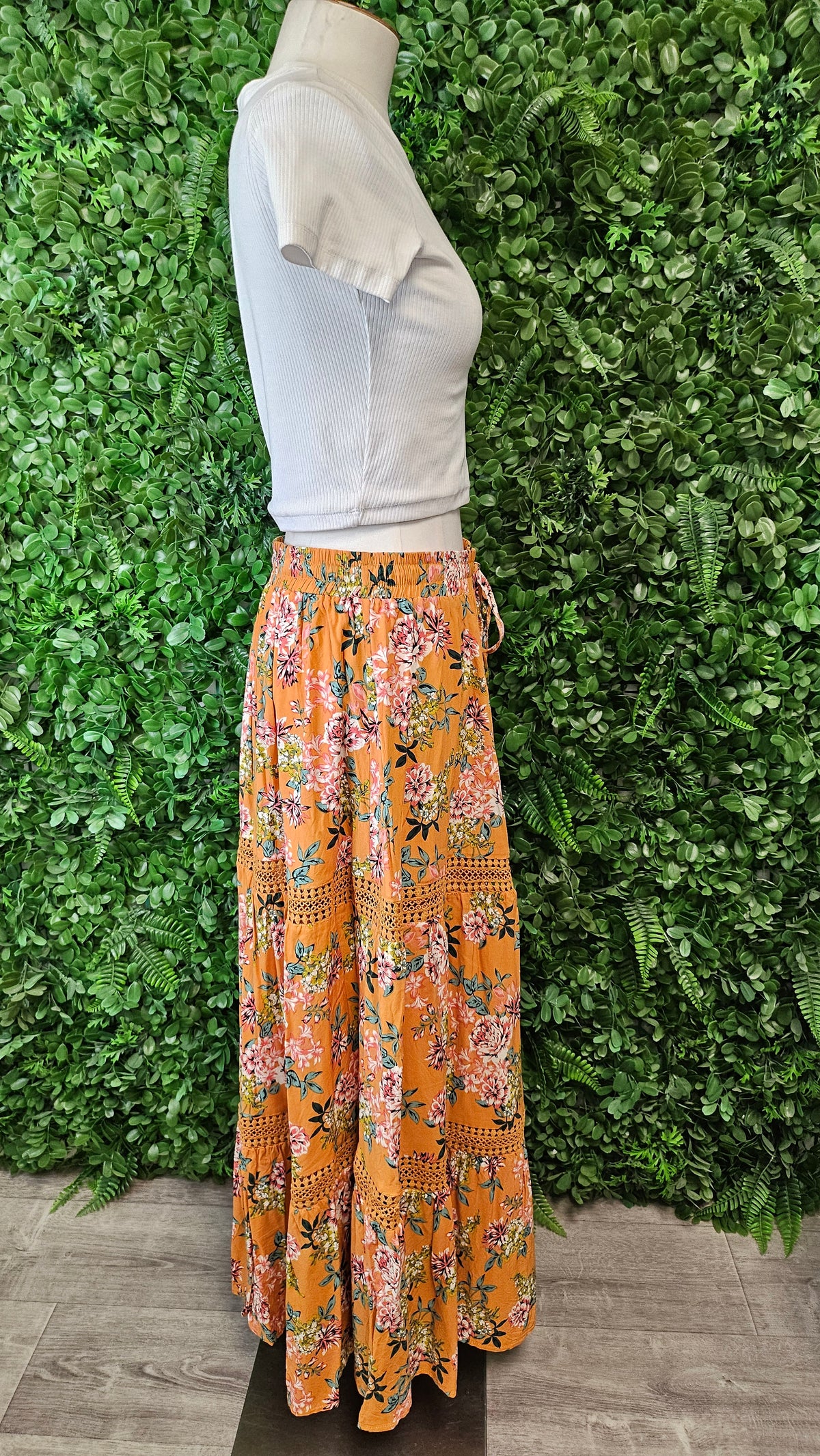 New U Collection Mustard Print Boho Skirt (16)