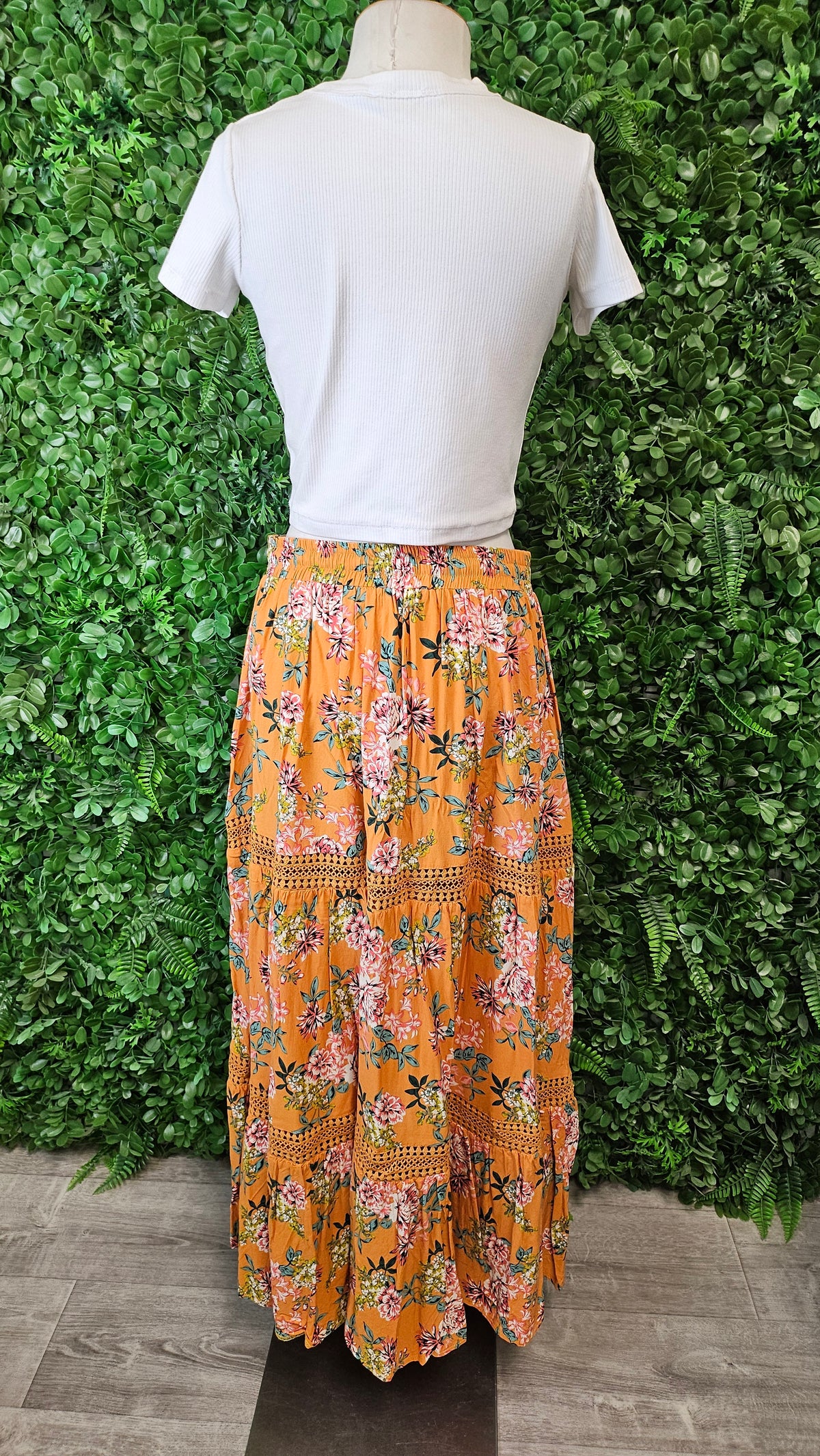 New U Collection Mustard Print Boho Skirt (16)