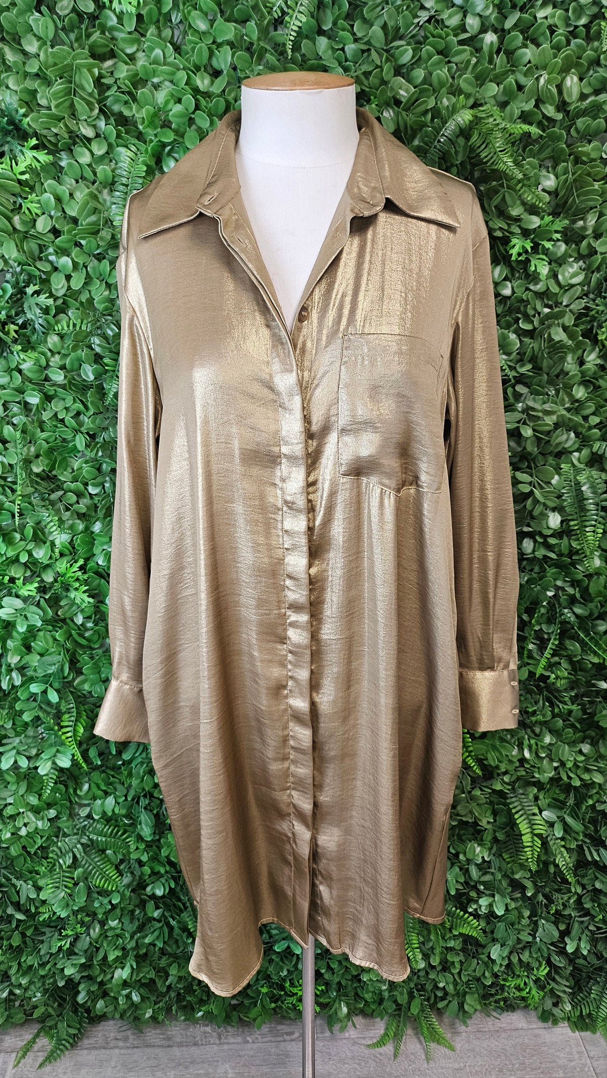 Zara Gold Shirt Dress/Duster Jacket (12)