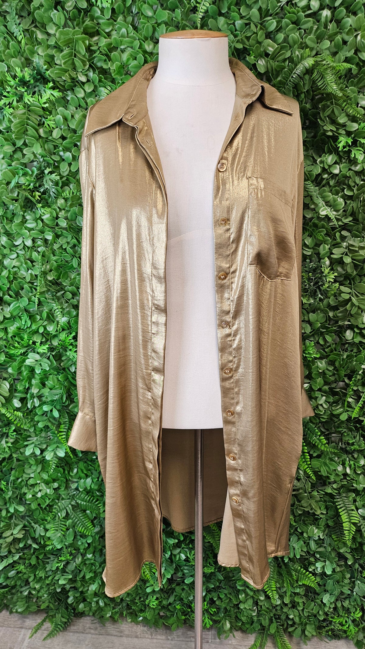 Zara Gold Shirt Dress/Duster Jacket (12)