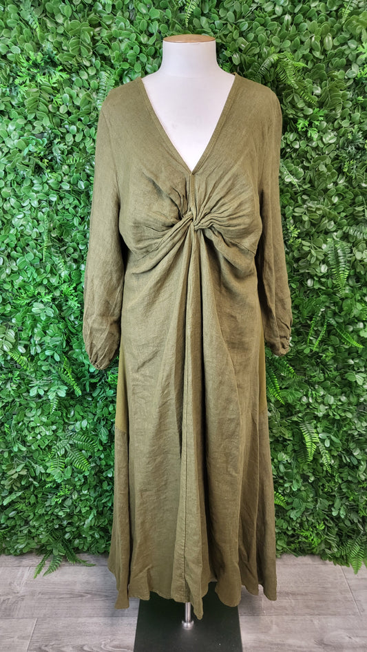 Imagine Khaki Linen Twist Dress (12)