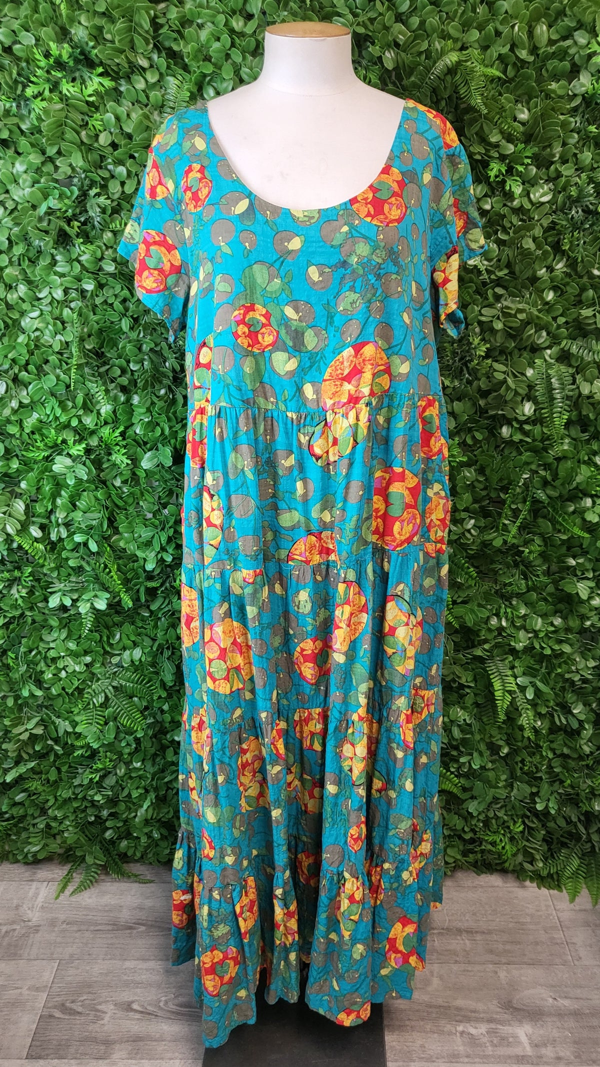 Mombasa Teal Print Cotton Dress (18)