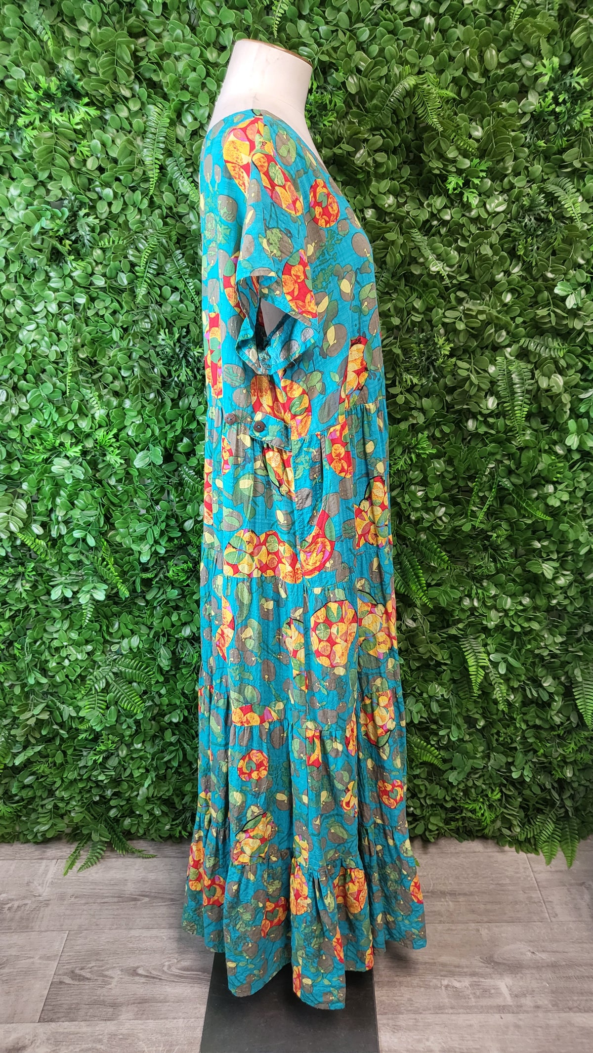 Mombasa Teal Print Cotton Dress (18)