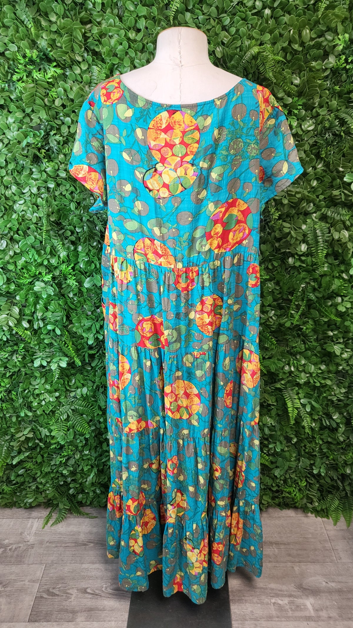 Mombasa Teal Print Cotton Dress (18)