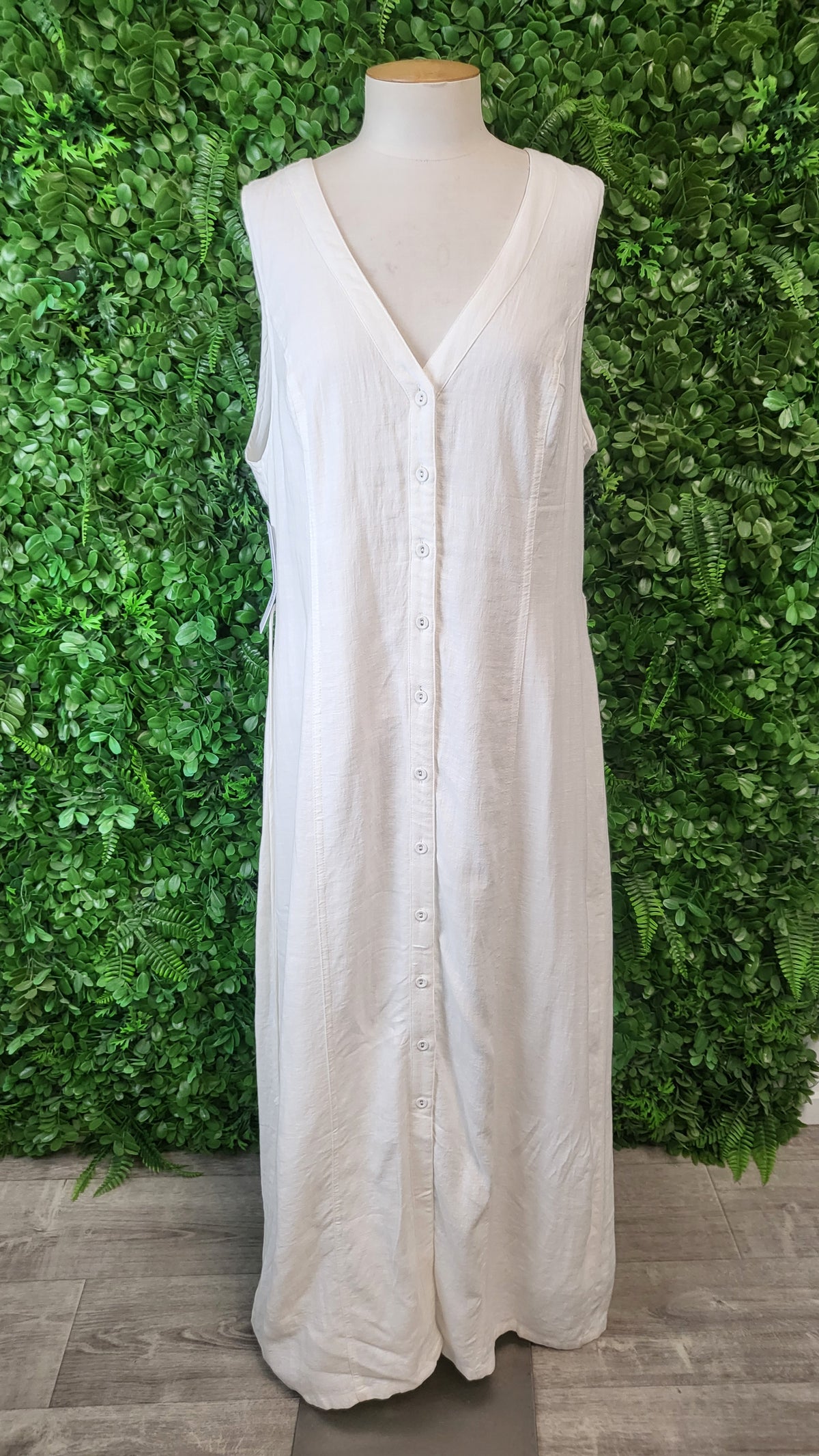 Princess Polly White Linen Blend Dress BNWT (12)