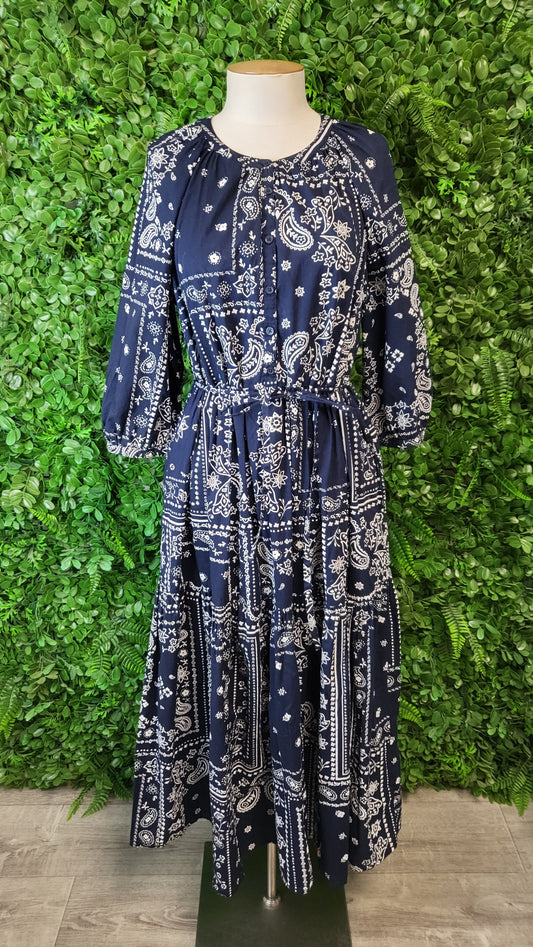 M&S Blue Print Dress (10)