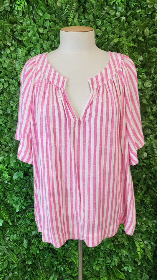 Grae Linen Stripe Linen Blend Top (14)