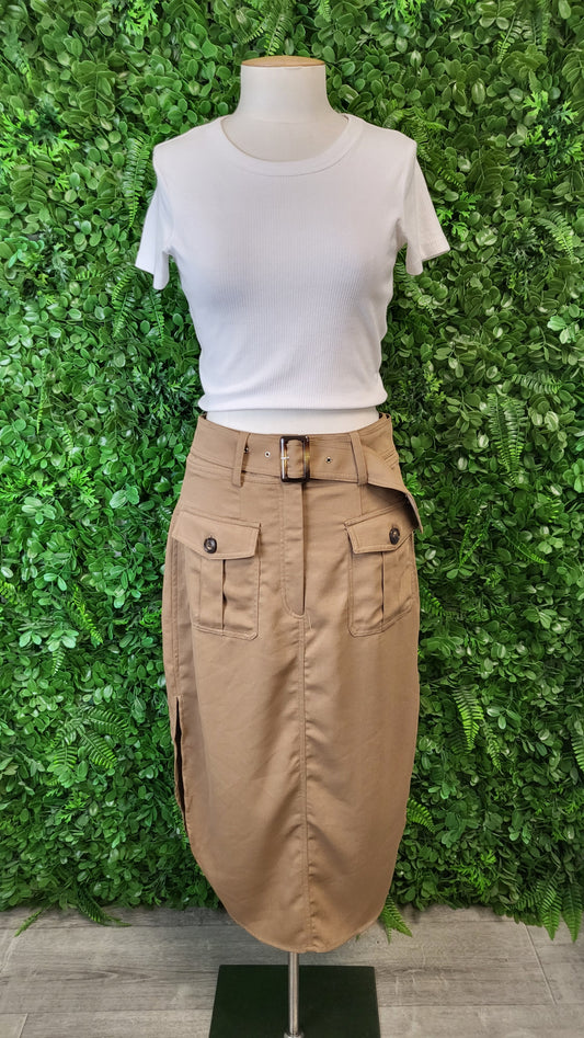 Wish Tan Midi Cargo Skirt (8)