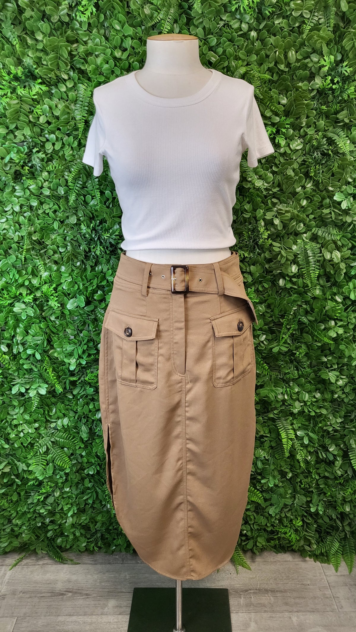 Wish Tan Midi Cargo Skirt (8)