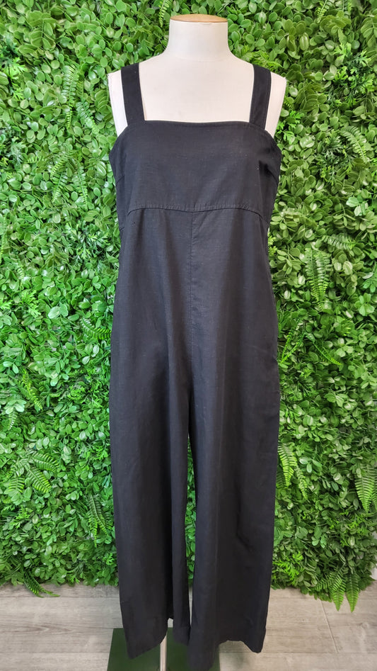 Uniqlo Black Linen Blend Dungarees (12)