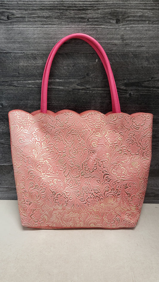 Olga Berg Pink Textured Tote Bag