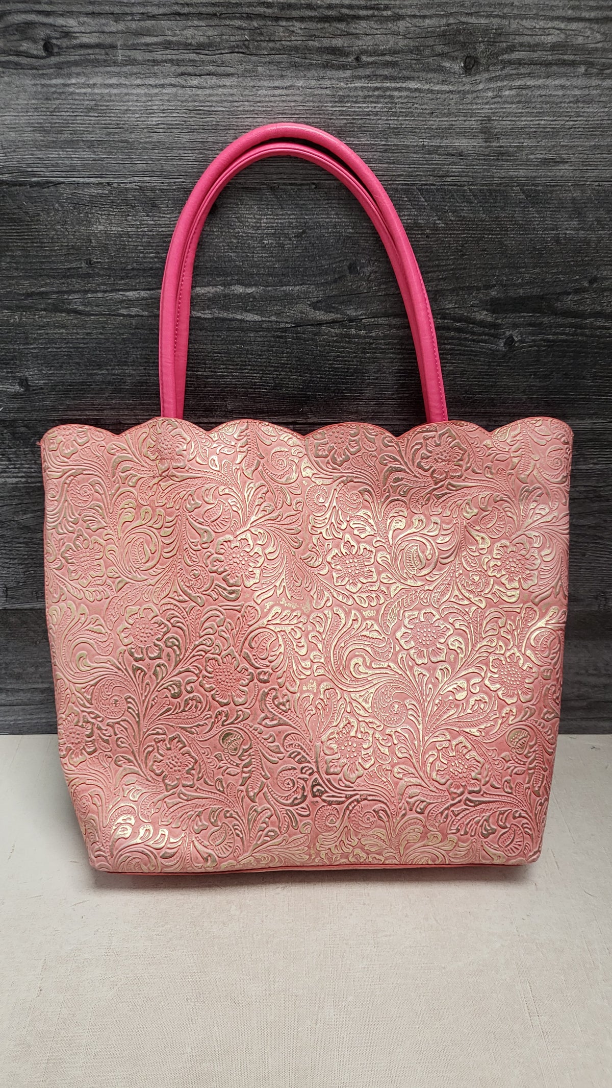 Olga Berg Pink Textured Tote Bag