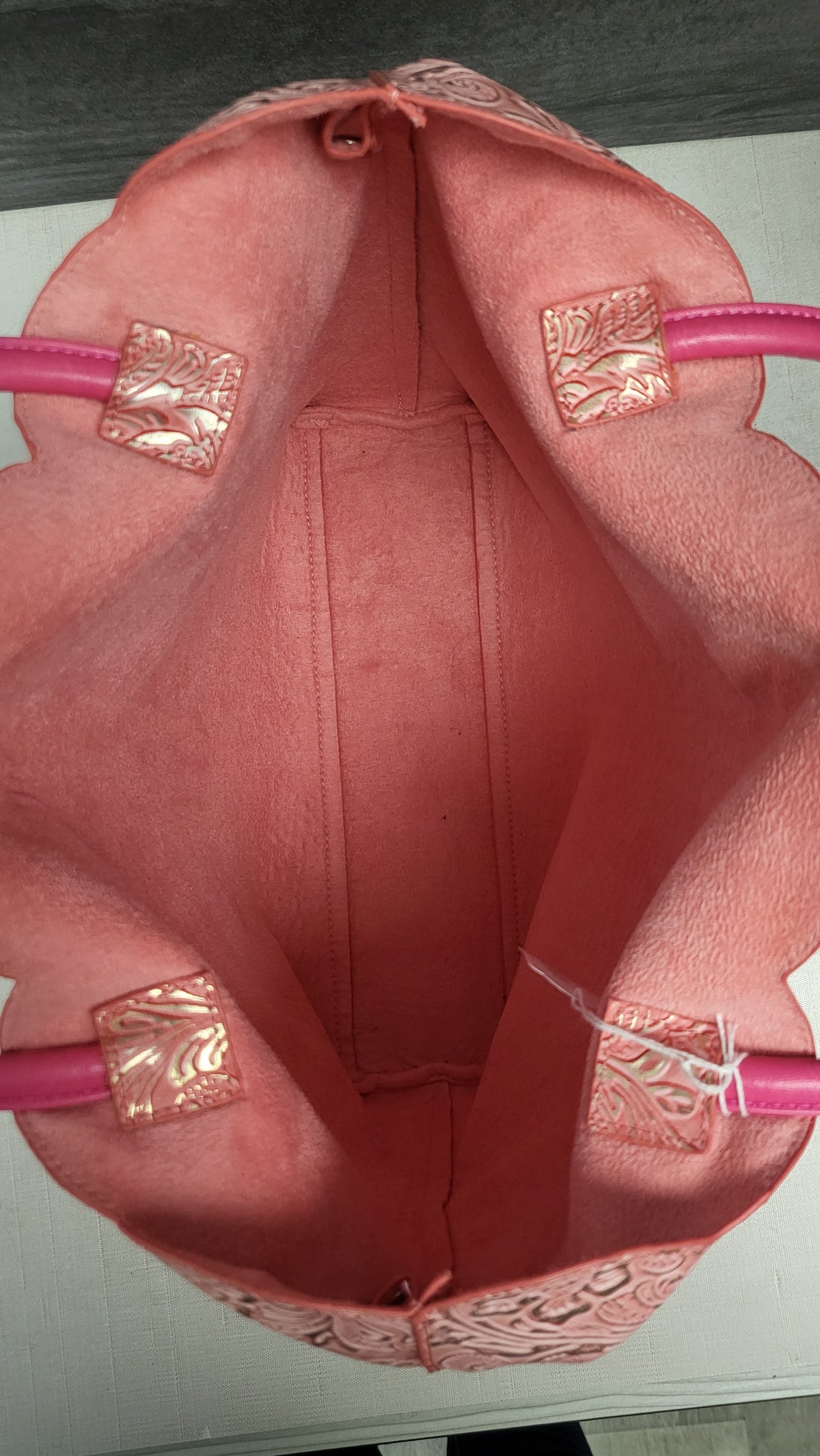 Olga Berg Pink Textured Tote Bag