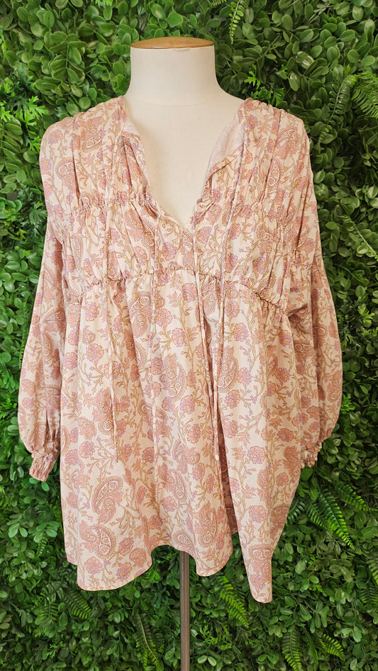 Kinney Print Gathered Blouse (10-12)