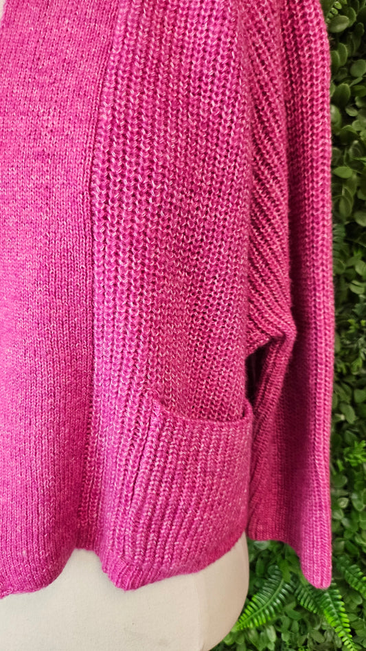 Hello Friday Fushia Crop Cardigan (12-18)