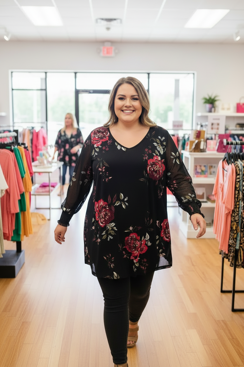 K&K Black Floral Top (3XL)