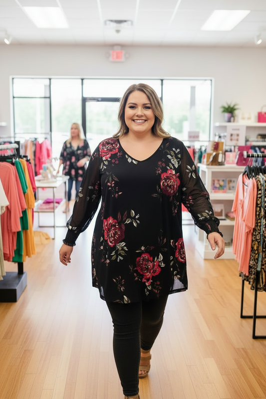 K&K Black Floral Top (3XL)