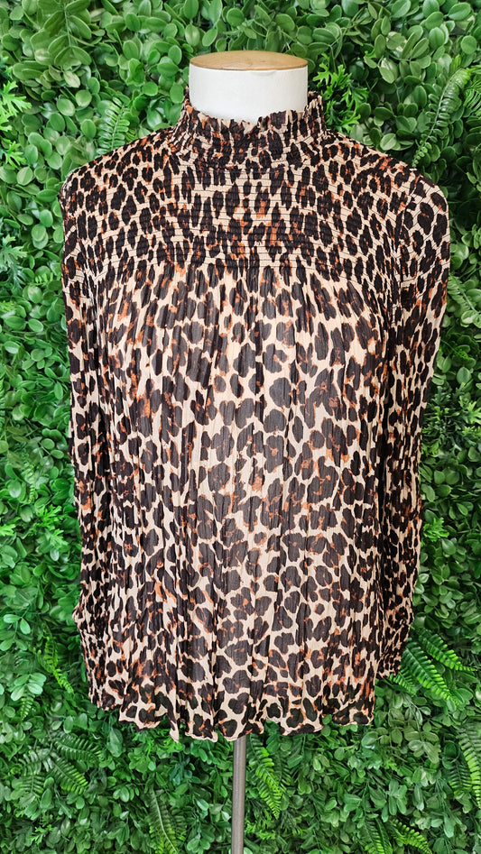 Witchery Animal Print Shirred Detail Blouse (10)