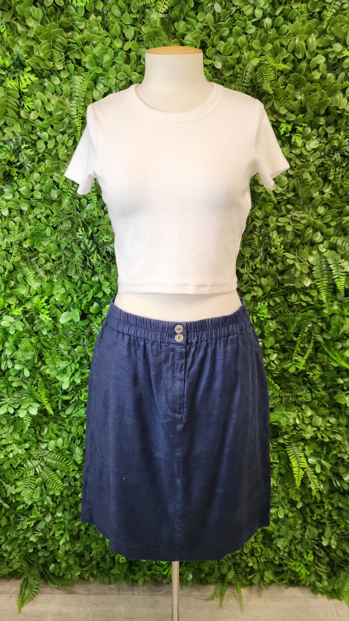 Trenery Navy Linen Blend Skirt (12)