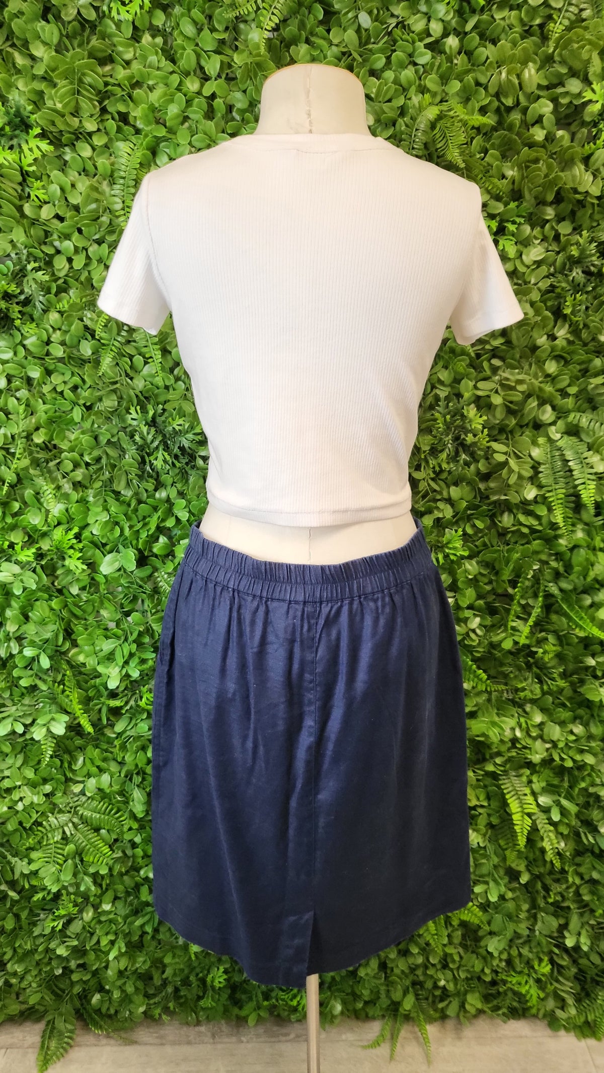 Trenery Navy Linen Blend Skirt (12)