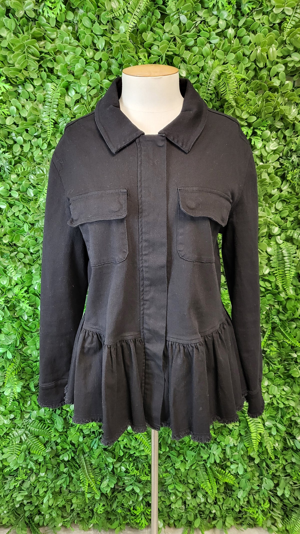 Lemon Tree Black Frill Hem Denim Jacket (12)