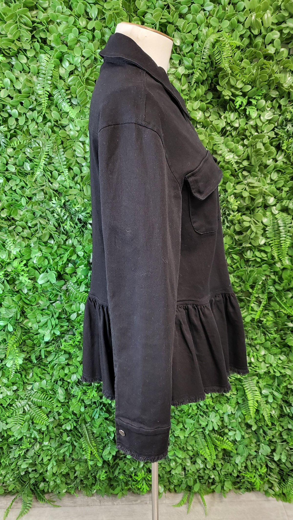 Lemon Tree Black Frill Hem Denim Jacket (12)