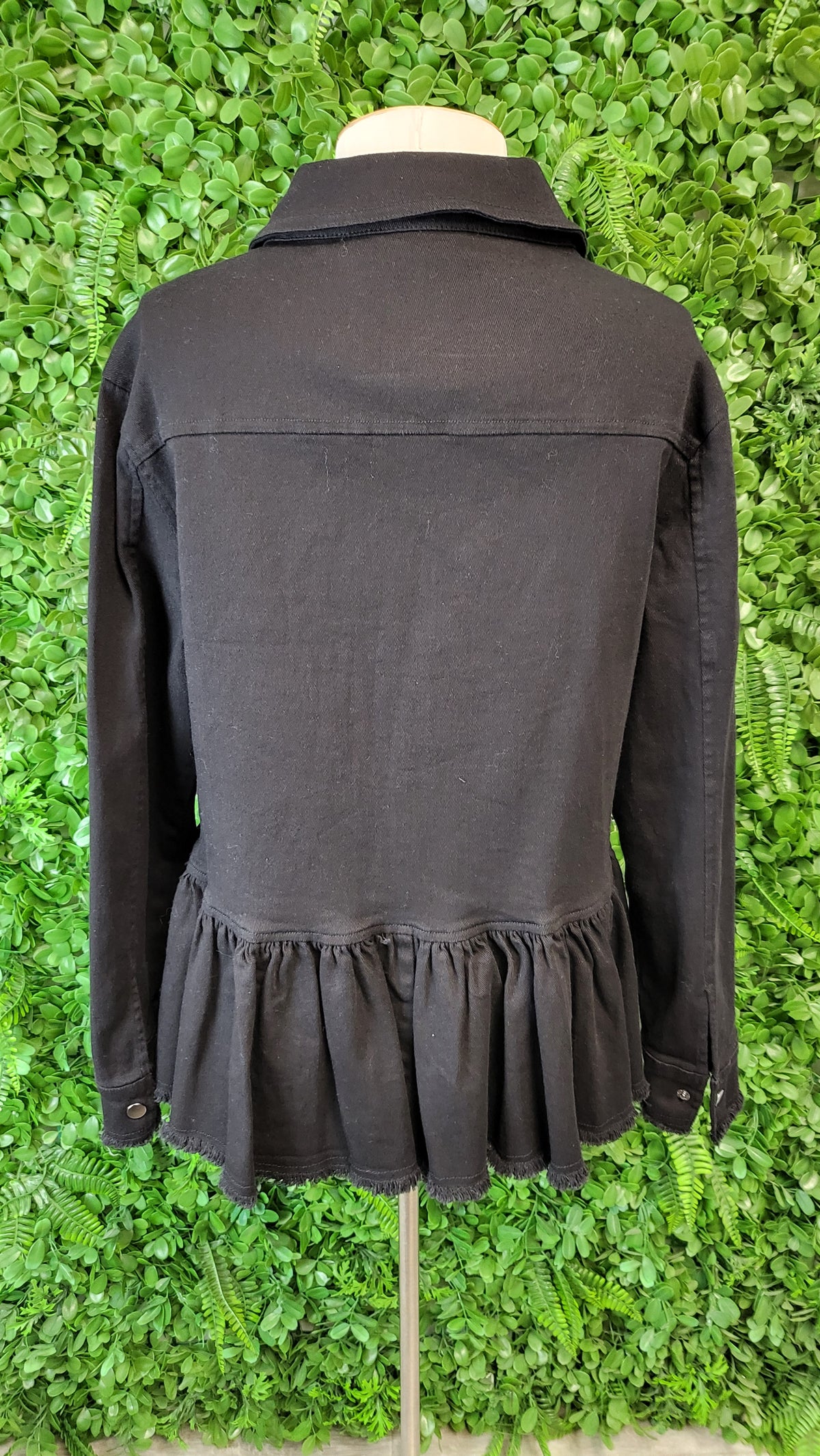 Lemon Tree Black Frill Hem Denim Jacket (12)