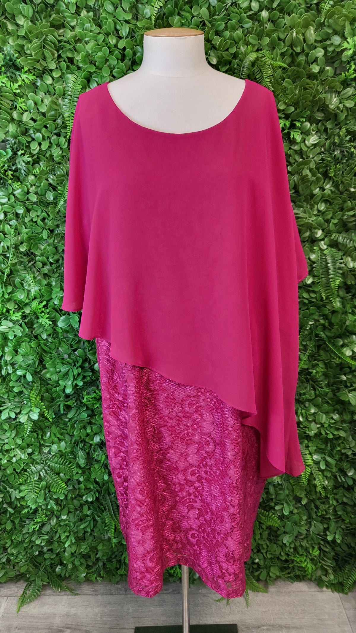 Sara Pink Lace Cape Dress (22)