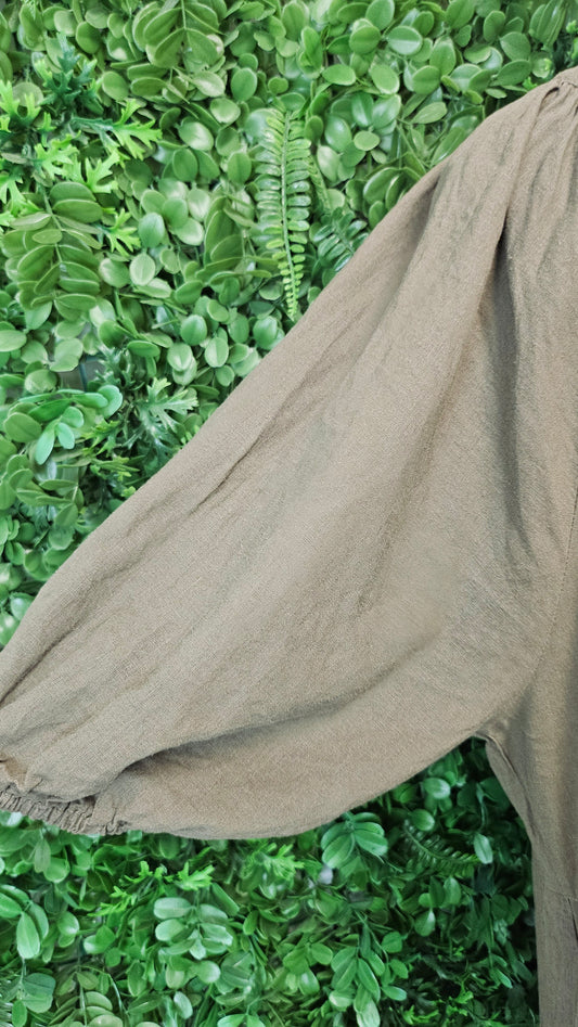Cali & Co Olive Tiered Linen Dress (16)