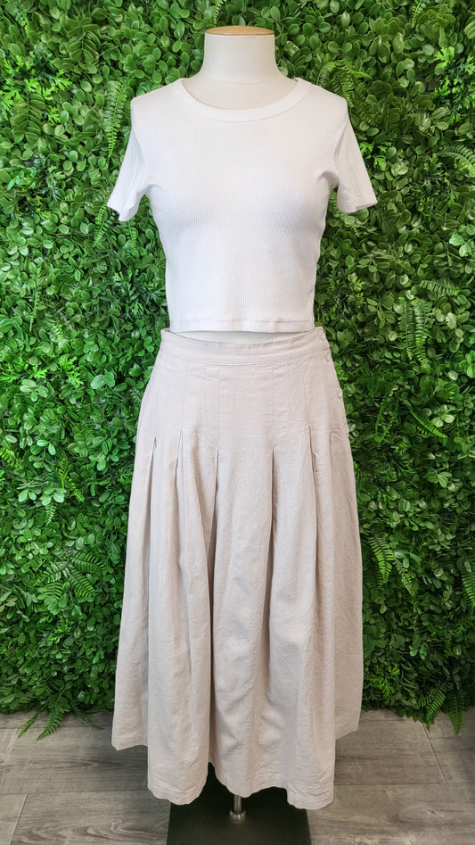 Studio Clip Oat Linen Blend Skirt (10-12)