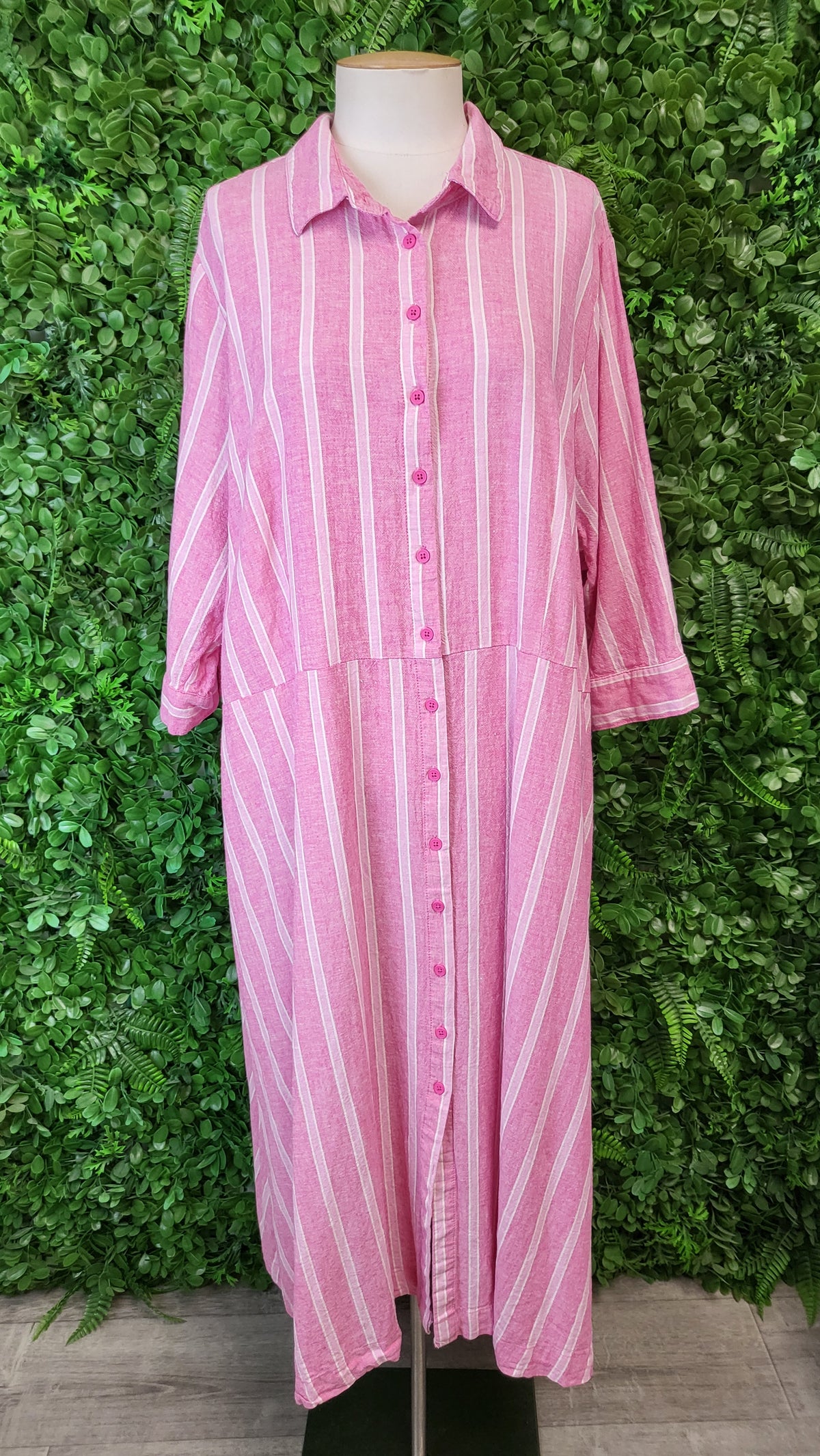 Avella Pink Stripe Shirt Dress (20)