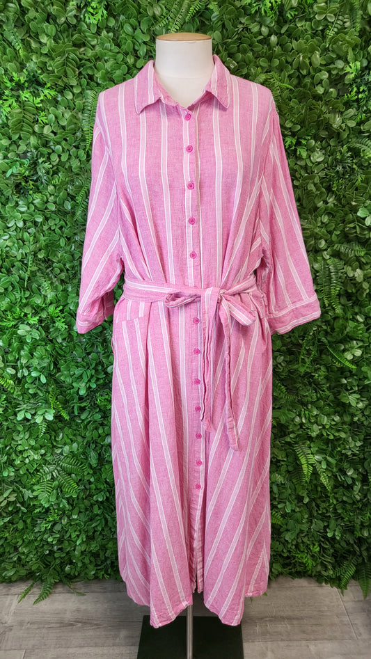 Avella Pink Stripe Shirt Dress (20)